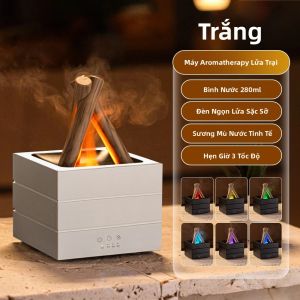 NEWSTYLE | Máy Khuếch Tán Hương Liệu Trị Liệu Bằng Hương Thơm 280ml Có Điều Khiển Từ Xa Mô Phỏng Ánh Lửa Trại Đèn Tạo Độ Ẩm Không Khí Yên Tĩnh Đèn Xung Quanh 7 Màu Để Thư Giãn Và Làm Quà Tặng Ngày Lễ
