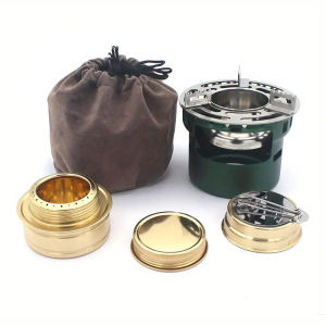 Bếp Cồn Cắm Trại Chống Gió Công Suất Cao Có Túi Đựng Dành Cho Ba Lô Đi Bộ Đường Dài Dã Ngoại Leo Núi - Đầu Đốt Bằng Hợp Kim Nhôm