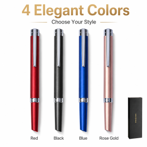 Hero | Hero 8203 Fountain Pen 0.5mm Iridium Fine Nib Metal Matte Pen 4-Pack Value Set for Students Office Business Gift Stationery