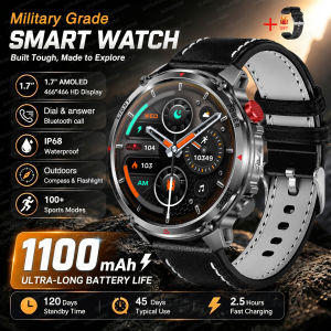 GUHUAVMI | Đồng Hồ Thông Minh Pin Lớn 1100mAh Dành Cho Nam Giới Đèn Pin GPS Ngoài Trời La Bàn Cuộc Gọi HD Đồng Hồ Thông Minh Thể Thao AMOLED 1.7 Inch IP68 Máy Theo Dõi Thể Dục Chống Nước