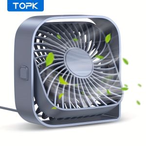 TOPK USB Desk Fan 360° Rotation Adjustment Portable Cooling Fan 3 Speed Ultra Quiet Powerful Mini Table Fans For Home Office