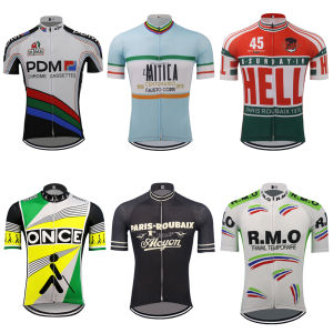 Classic Cycling Jersey Men Short Sleeves Retro Bike Clothing Summer Breathable Quick Drying Mtb Jersey