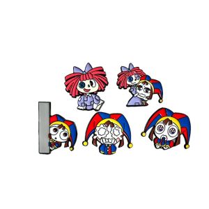 hot toys | 5pcs Cute Cartoon Anime Broochs Cartoon Magical Digital Circus Metal Badge Clown Cute Design Personalized Characters Metal Badge