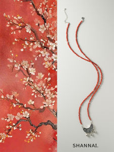 Shannai Limited Peace And Smoothness Natural Red Coral Silver Necklace Parent-Child Style Chinese New Year Pure Silver Lock Pendant