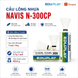 Quả Cầu Lông Nhựa NAVIS 300 Chính Hãng - Cầu Nylon Siêu Bền Đường Cầu Ổn Định (Ống 3 Quả)