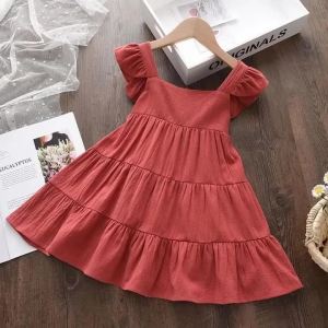 Bear Leader | Bear Leader Summer 2026 New Casual Baby Kid Girl Infant Sleeveless Ruffles Princess Dress Cute Solid Color Korean Kids Clothes