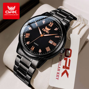 OPK jam tangan pria original tahan air terbaru 2025 bisnis kasual fashion Stainless steel strap kalender kuarsa bercahaya jam tangan cowok dewasa