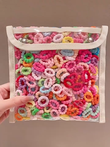 50pcs/Bag High Elasticity Threaded Anti-Slip Hair Ties Non-Damaging Towel Rings Mini Head Ropes