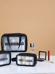 Waterproof TPU Cosmetic Bag Makeup bag Transparent Storage Bath Bag Hand Printed Portable Wash Bag