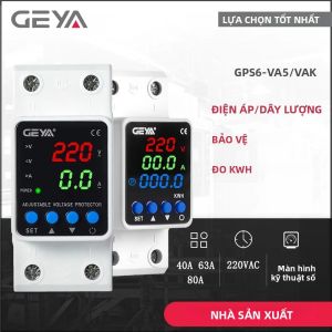 Bộ Bảo Vệ Điện Áp Đường Ray GEYA Màn Hình Kỹ Thuật Số 40A 63A 80A 220VAC Thiết Bị Bảo Vệ Quá Áp/thiếu Áp Cầu Dao Tự Điều Chỉnh