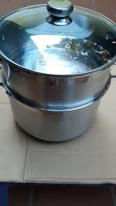 Bộ Nồi Xửng Hấp 3 đáy inox 430 Fivestar Vung Kính Size 28cm - Dùng được bếp từ Bảo Hành 5 Năm