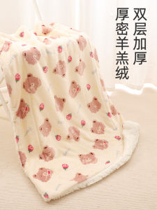 Soft Coral Fleece Cat Mat German Cat Style Strawberry Bear Milk Blanket Tummy Cover Warm Winter Nest Pet Supplies Cat Beds