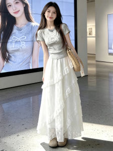 YAYANGREN | White Lace A-Line High-Waist Plus Size Half Skirt