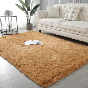 VIKAMA Silk Wool Rugs Childrens Room Living Room Bedroom Non-Slip Machine Washable Carpet Mats Bedside Rugs Home Decor