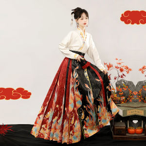 Wanshan Ruying Ming Dynasty Chinese Hanfu Womens Commute Outfit New Style Aircraft Sleeve Horse Tailed Skirt Set