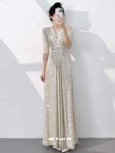 Elegant New Silver Evening Dress