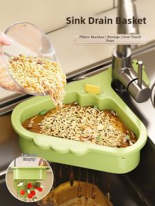 Hangable Sink Drainer for Residue Separation and Fruit Washing