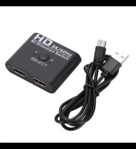 8K/60Hz HDMI-Compatible Switch 2 Ports Bi-Direction Video Splitter 4K HDTV Converter 1 In 2 Out Hub Adapter for PC to Monitor