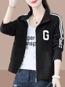 เสื้อแจ็คเก็ตคาร์ดิแกนคอตั้งแขนยาวผู้หญิง ฤดูใบไม้ผลิ ฤดูใบไม้ร่วง ฤดูหนาว 2025 แฟชั่นใหม่ แจ็คเก็ตเบสบอลสั้น ผ้าฝ้ายโพลีเอสเตอร์