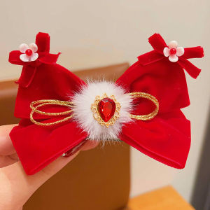 New Year Butterfly Knot Hair Accessories Children Super Fairy Long Drifting Ribbon Girl Cute Red Celebration Greeting Card