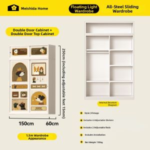 MEISD | Compact Clothes Storage Wardrobe with Sliding Doors Metal