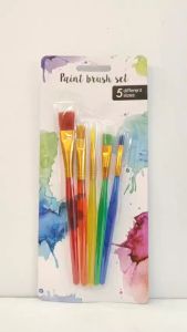 COLOURFUL PAINT BRUSH SET OF 5 DIFFERENT SIZES (NYLON)
