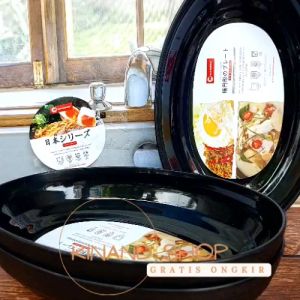 piring oval ramen isi 6 pcs piring ramen plastik hitam dop terlaris