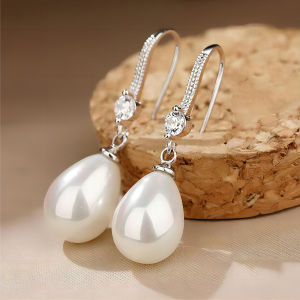 New Fashion Water Drop Pearl Zircon Dangle Earrings for Women Luxury Wedding Bridesmaid Jewelry Elegant EnFashion Jewelry Gifts