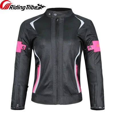 Woman Motorcycle Jacket Summer Breathable Motorbike Riding Armor Coat with 5pcs Protective Pads and Waterproof Liner JK-52