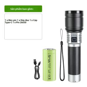 Đèn Pin Sạc USB Công Suất Cao 10000000LM 3000W Với Đèn Pin LED Zoom 5000m Để Chiếu Sáng Ngoài Trời Đèn Cầm Tay Siêu Mạnh