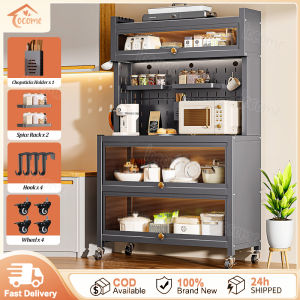 Kitchen Storage Pantry Cabinet Buffet Sideboard Cupboard Coffee Bar Microwave Stand Cabon Steel Organizer With Door