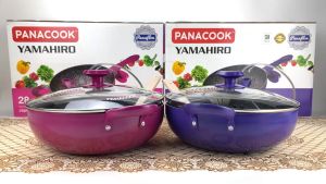 PANACOOK stir wok 28cm + tutup + sodet kayu teflon anti lengket Magenta / panci masak wajan penggorengan gagang
