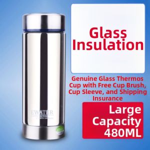 Double-Layered Insulated Glass Inner Vessel Portable Silver-Plated Large Capacity Water Cup for Men And Women Business Tea Cup