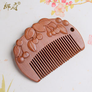 Mini Portable Carved Peach Wood Comb for Bangs Brush Bag Gift for Children And Teenage Girls Compact Personal Hygiene Tool