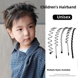 Childrens Invisible Hairband Wave Pattern Non-Slip Boys Face Washing Headband Comfortable Black Hair Clip for Kids And Teens