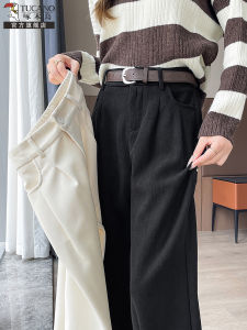 Quần Ống Đứng Màu Đen Cho Nữ Mùa Thu Đông Mới Quần Tây Công Sở Thường Ngày Cỡ Nhỏ Quần Dài Thường Ngày Cạp Cao