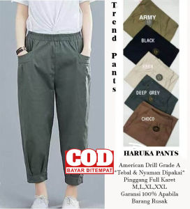 Celana Haruka Pants Korean Style M L XL XXL Mera Pants Celana Wanita Sasha Crop Celana Pinggang Karet