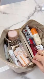 **HOT SELLING** 2024 NEW Large Capacity Travel Cosmetic Bag Makeup Organizer Bag Multifunctional Storage Makeup Bag Waterproof PU Leather Travel Toiletry Bag 化妆枕头包