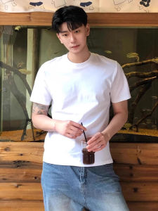 เสื้อยืดคอกลมแขนสั้นผ้าฝ้ายแท้สไตล์ย้อนยุคสไตล์อเมริกันสำหรับผู้ชาย ทรงหลวม ทรงปกติ ฤดูร้อน 2025