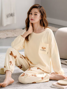 Jialefen Pajamas Womens Spring and Autumn Autumn Autumn Pure Cotton Long Sleeves Summer Thin Homewear Casual Suitable for Daily Wear