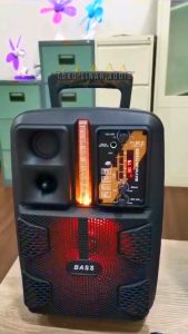 Speaker Bluetooth Karaoke Portable FLECO F-8808 LED + Free 2 Mic Wireless Ukuran 85inc Besar Dan Murah