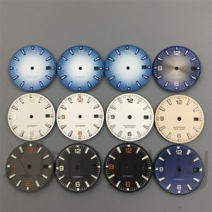 31mm Black Blue Silver Gradient Watch Dial Orange 6-9-12 Numbers Green Luminous Fit NH35 NH36 ETA2824 PT5000 2836 Movement Date