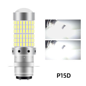 Motorcycle LED Headlights P15D H4 BA20D H6 LED Bulbs Lens 144SMD Super Bright 6000K White High Low Beams DRL Driving Light