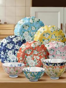 Mino Yaki | Japanese Imported Underglaze Colored Mallow Flower Dinnerware Set