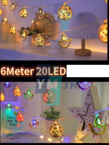 🪔6M Metal Diya Ganesha LED Lights 20LED Plug/Battery Operated Deepavali Diwali Home Wall Window Decoration