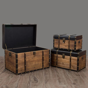 Retro Wooden Storage Box Lockable Treasure Chest Real Wood Treasure Box for Home Use Certificate Storage Box Wooden Toy Box