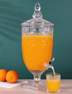 Glass cold water jug lemon cold water kettle banquet buffet with faucet beverage bottle juice bucket household