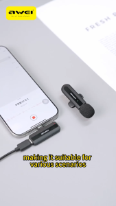 Awei MK2 Dual Wireless Lavalier Mic Single Mic Wireless Microphone HD Sound Mic Live Stream Awei Microphone