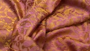 Vải Lụa may áo dài Tơ Tằm hoa văn đuôi công màu vàng đồng may áo dài mềm#mượt#mịn