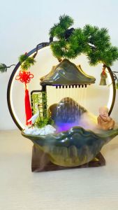 Thác Nước Phong Thủy Trầm Hương Tượng Chú Tiểu Thác Nước Tiểu Cảnh Tịnh An Decor Bàn Làm Việc Quà Tặng Bạn Bè.